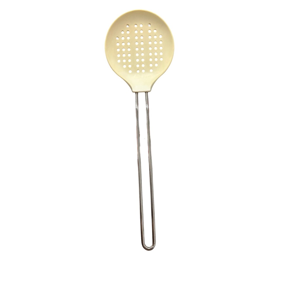 Williams Sonoma Open Kitchen Silicone Skimmer Slotted Spoon Cream White Stainles